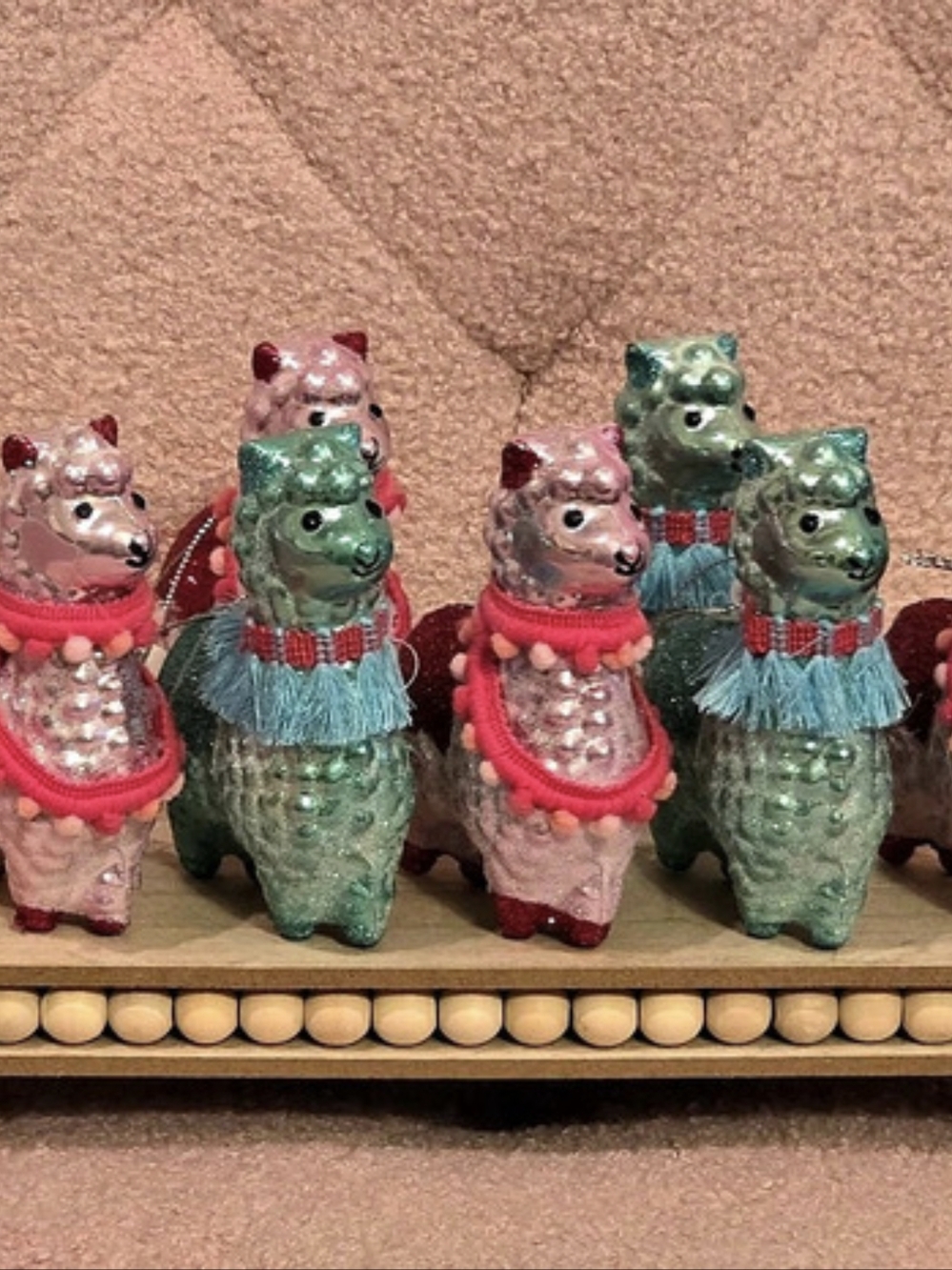 Holiday Llama Ornaments In Pink & Blue